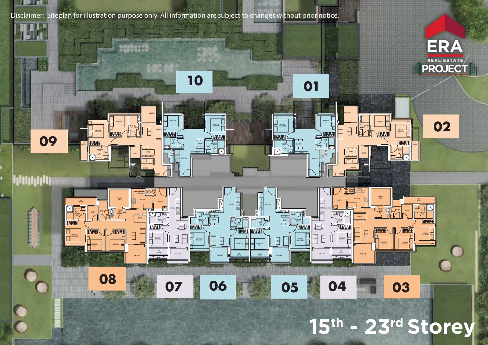 Typical plan, 15th to 23rd storey